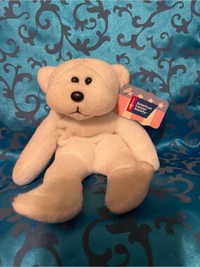 Ty White Plush Bear with American Cancer Society Tag